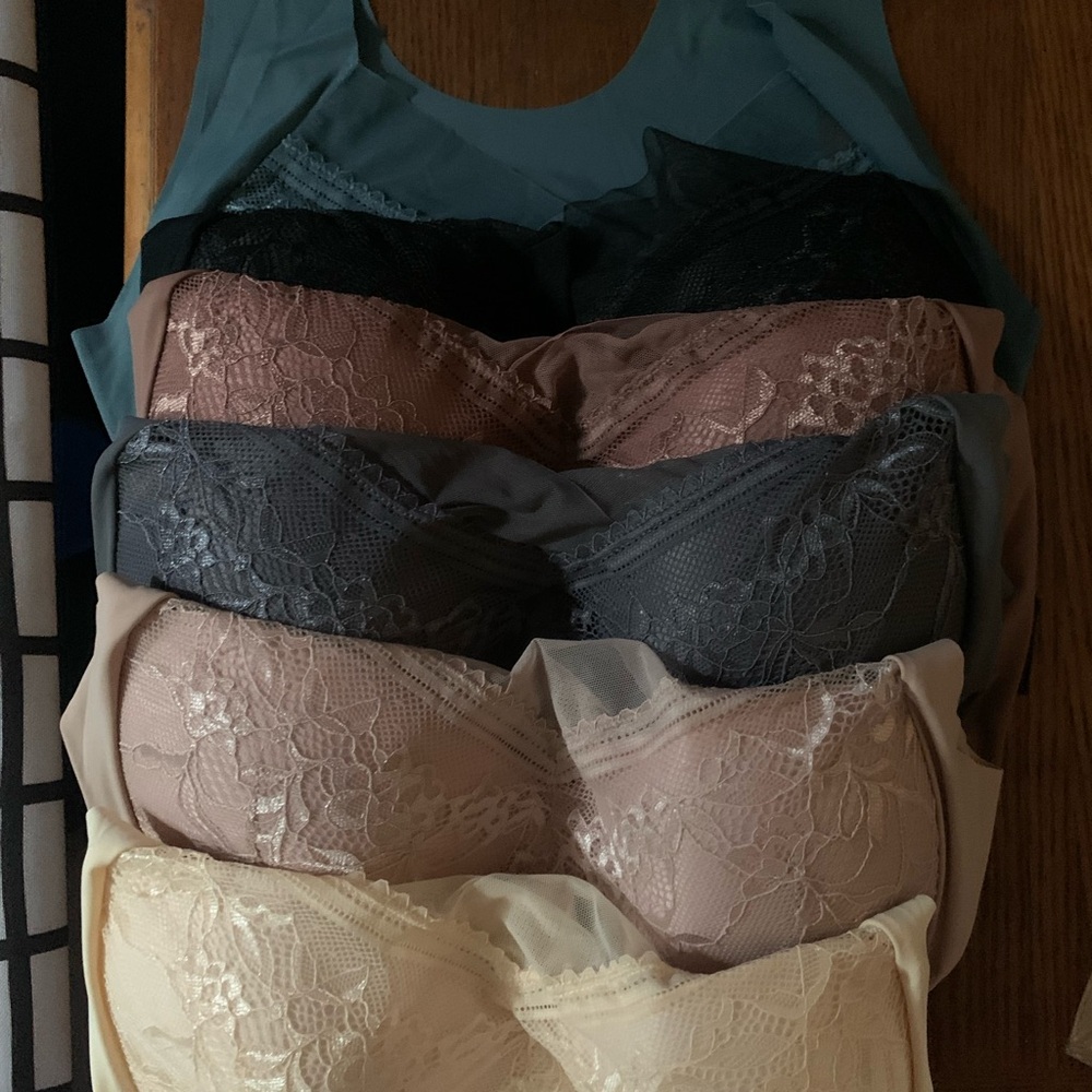 Elegant Lace Bralette Set - Black, Gray, Cream